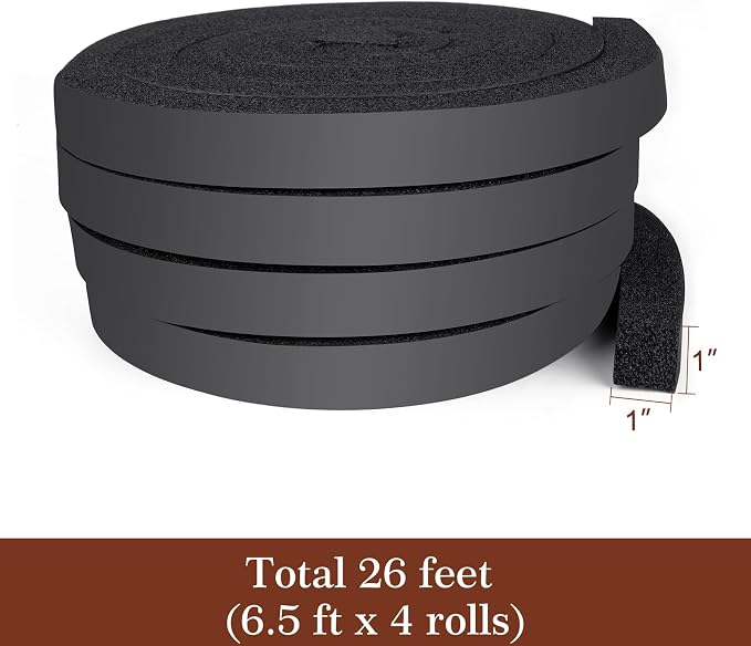 Yotache Open Cell Foam Air Conditioner Insulation Seal Strip 4 Pcs 1"x1" - Image 2