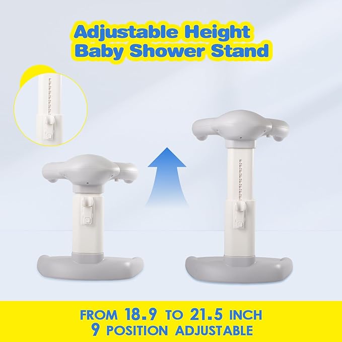 FAHKNS Baby Shower Stand Adjustable 9 Level Position Bath Shower Standing Support, Anti-Slip Toddler Shower Standing Support for Infants 8-36 Months