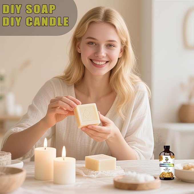 Frankincense Essential Oil (4 oz/120 ml) — Frankincense Oils for Aromatherapy, diffusers, humidifiers, Home fragrances, DIY Skincare, soap Making, DIY Candle, Relaxation, Yoga, and Meditation