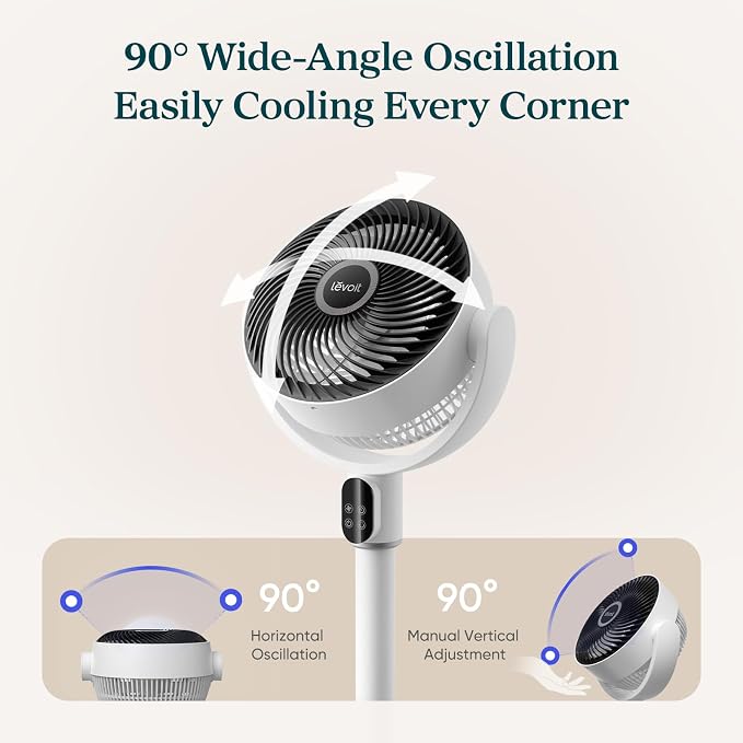 LEVOIT Standing Fan for Bedroom, 20dB Quiet Pedestal Fan for Sleep, 1024 CFM - Image 7