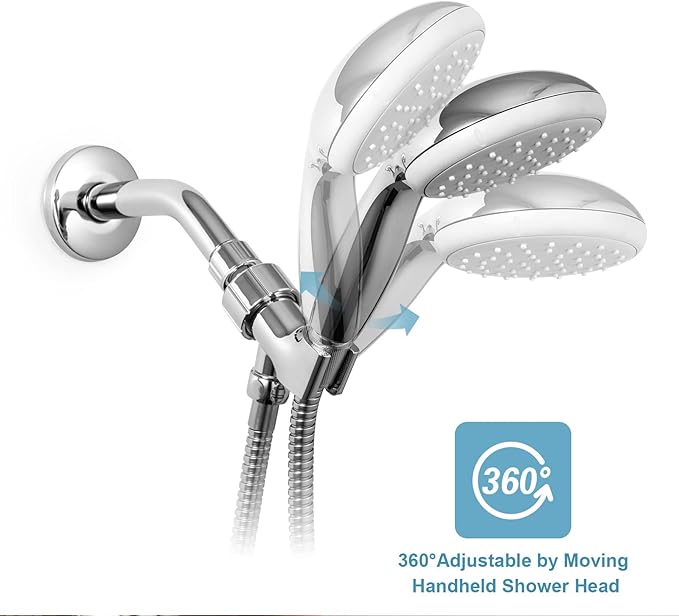 OFFO Shower Head Holder for Handheld Shower Head, Adjustable Shower Arm Mount for Connecting Shower Arm and Shower Hose, 1/2 Inch IPS Female Inlet and Male Outlet, Chrome Finish