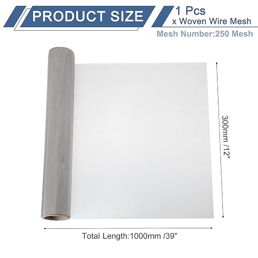 uxcell 250 Mesh 39" x 12" Woven Wire Mesh, 304 Stainless Steel Air Vent Filter - Image 2