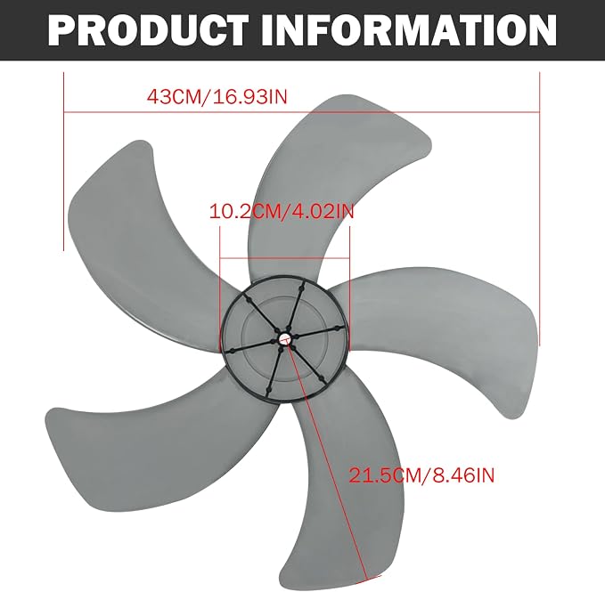 18 Inch Plastic Fan Blades Replacement – 5 Leaves Fan Blades - Image 2