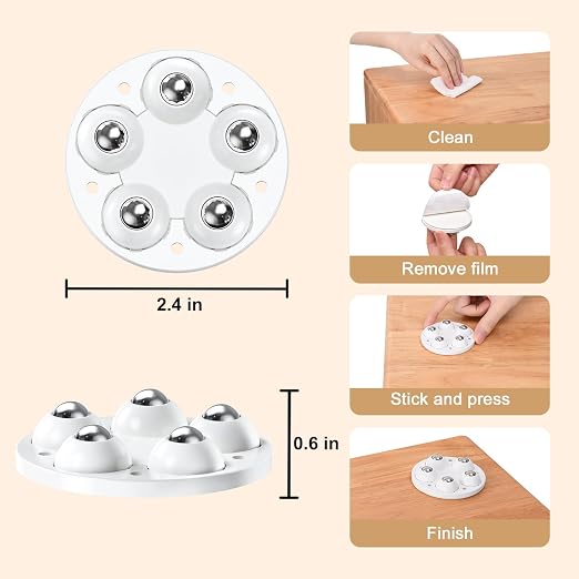 Self Adhesive Mini Caster Wheels, 360° Swivel Mute Universal Wheel Roller - Image 4