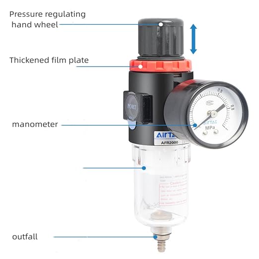 Compressed Air Pressure Filter Regulator Airtac AFR2000 1/4'' NPT 0-140 PSI - Image 4