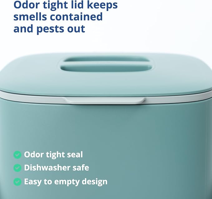Blue Ginkgo Kitchen Compost Bin – Filter-Free, Odor-Tight Countertop Food Waste - Image 4
