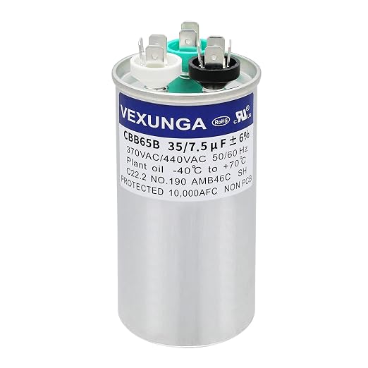 VEXUNGA 35/7.5 uF 35+7.5 MFD 370V or 440V Dual Run Start Round A/C Capacitor by VEXUNGA