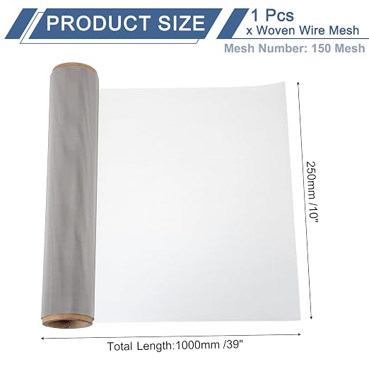 uxcell 150 Mesh 39" x 10" Woven Wire Mesh, 316 Stainless Steel Air Vent Filter - Image 2