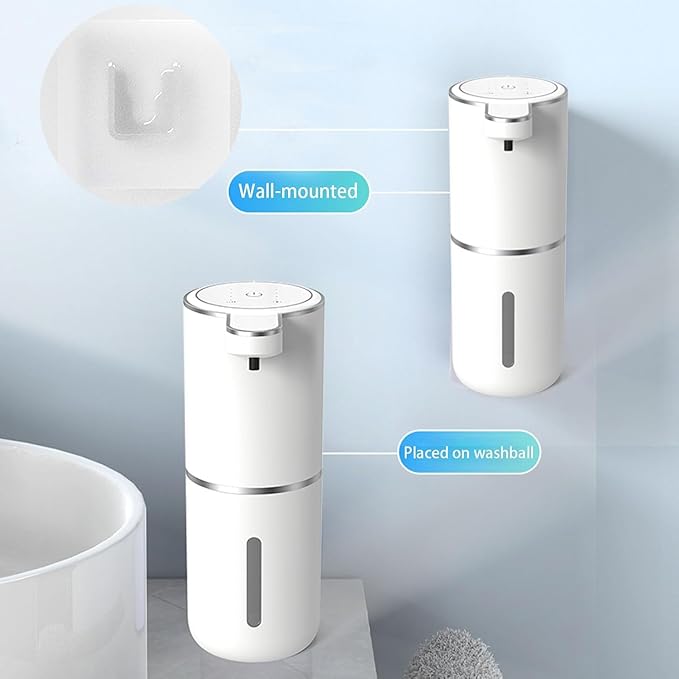 2Pack Automatic Soap Dispenser – Touchless Foaming Soap Dispenser 400ml USB Rechargeable Dispenser Electric Wall Mounted 4levels Adjustable Foam Dispenser Pump for Bathroom Kitchen Dish Soap