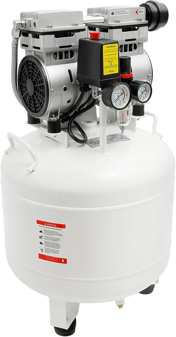 750W 40L Dental Medical Oil-Free Air Compressor, 115PSI 165L/min All-Copper by Unknown