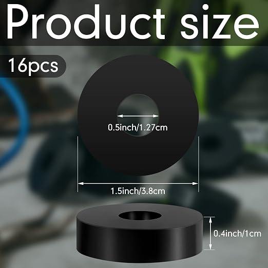 16 Pcs Rubber Isolation Pads Thick Rubber Washers 1.5 Inch OD 0.5 Inch ID 0.4'' - Image 2
