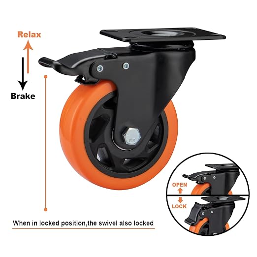 4" Caster Wheels, Casters Set of 4 Heavy Duty - Image 2