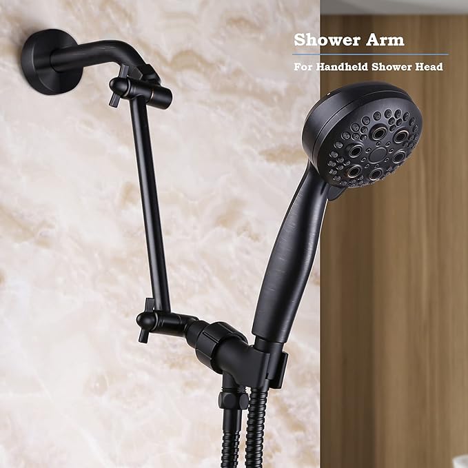 Adjustable Shower Extension Arm, 10 Inch Brass Oil Rubbed Bronze Shower Arm Extension for Shower Head, Universal Shower Extension for Fixed Shower Head