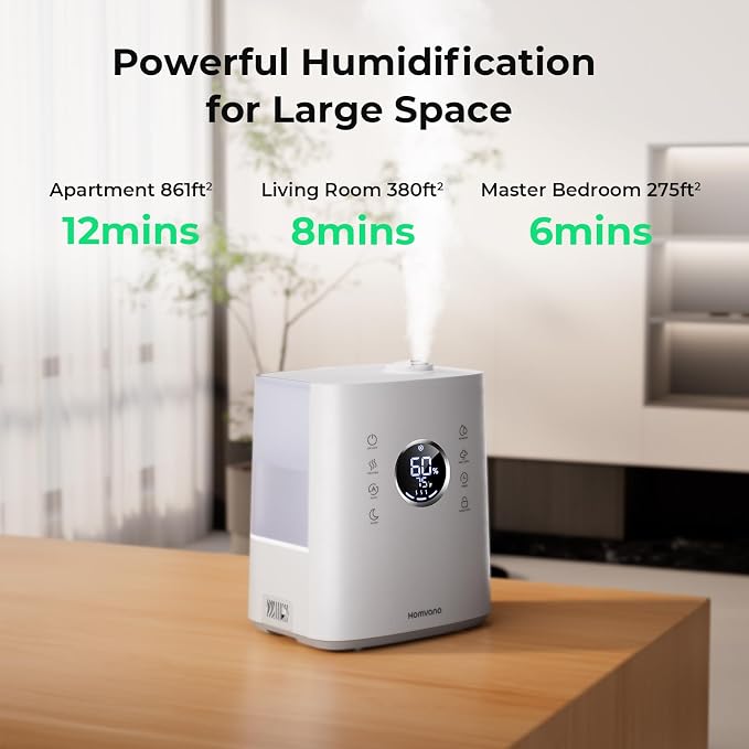 Homvana Humidifiers for Bedroom Large Room, 6.5L Top-Fill Warm & Cool 360° - Image 2