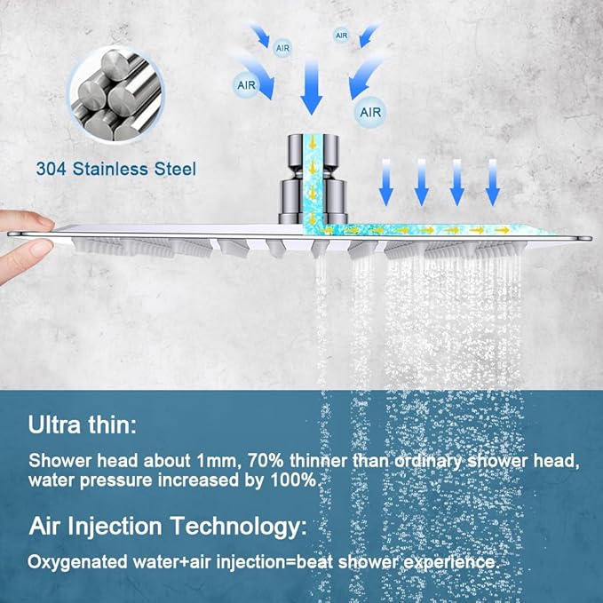 POP SANITARYWARE All Metal Shower Tub Faucet Set Chrome Bathroom 8 Inch Shower Head System with Tub Spout Wall Mounted Single Handle Shower Trim Kit with Rough-in Valve