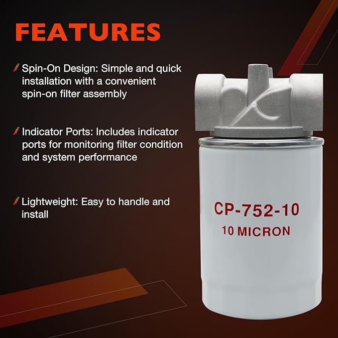 Spin-On Hydraulic Oil Filter Assembly 10 Micron - Image 3