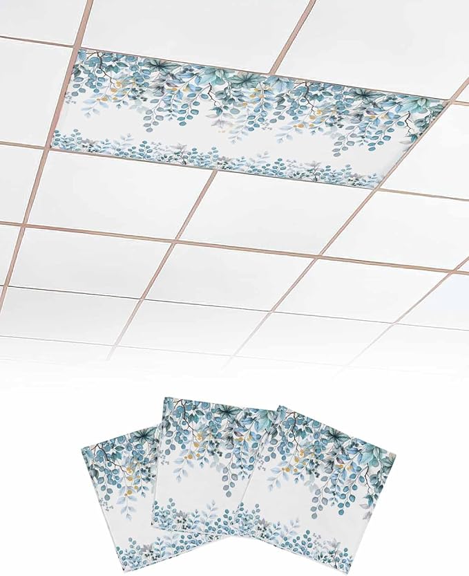3 Pack Fluorescent Light Cover for Classroom Ceiling Light, Teal Blue by Home+L6