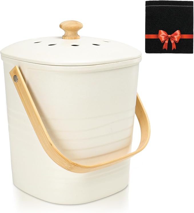 Vipush Bamboo Fiber Compost Bin by Vipush