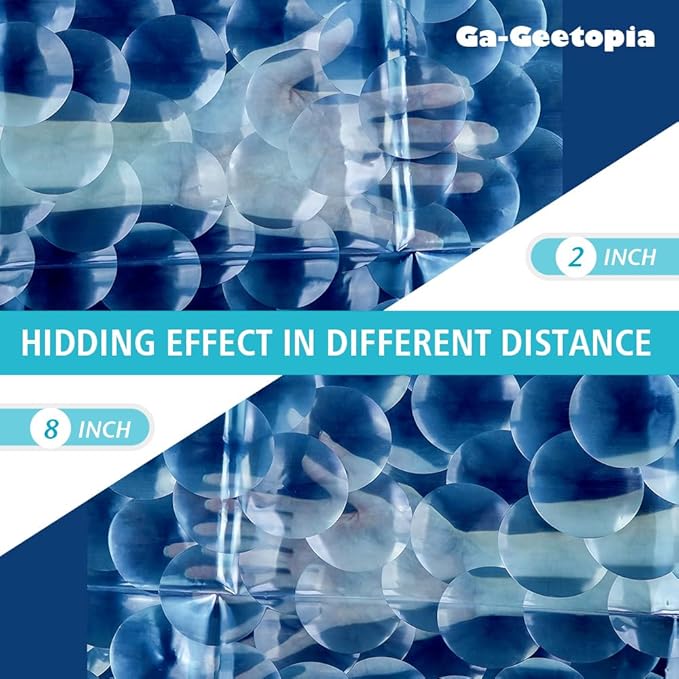 Ga-Geetopia Narrow Size Blue Pearl 3D EVA Stall Shower Curtain Liner, 36x72 Inch Light Weight Plastic Bathroom Shower Curtain with Rustproof Metal Grommets, Magnets for Small Shower Stall, Bathtubs