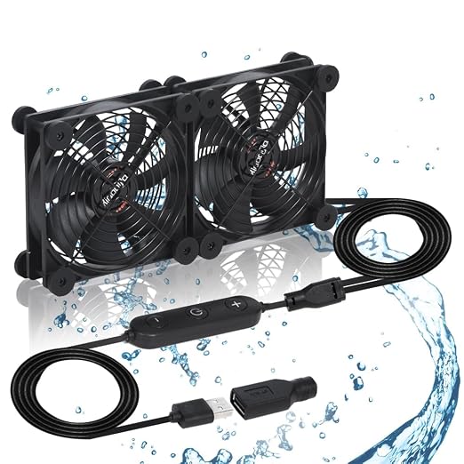 Dual 120mm Fan with 10 Speed USB 5V DC 12V IPX5 Waterproof Cooling Fan by xiaoqijia