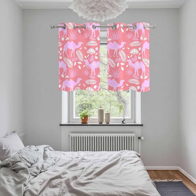 2 Panel Kitchen Cafe Curtains, Desert Camel Sunlight Filtering Nature Air - Image 5
