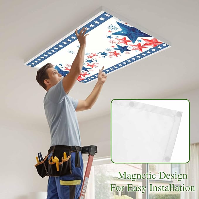 Independence Day Fluorescent Light Covers 4 Pack Five-Pointed Star Frame - Image 3