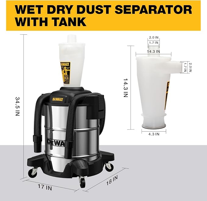 Dewalt Dust Separator with 10 Gal Stainless Steel Tank, 99.5% Efficiency - Image 7