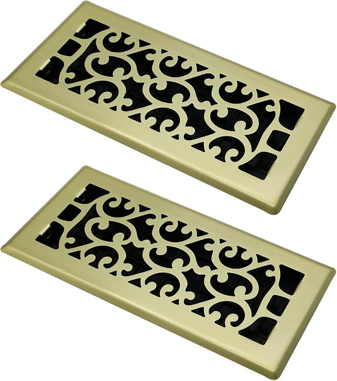 2 Packs Floor Vent Air Register 4X10 Inch Brushed Gold Color Floor Register by JATOHOME