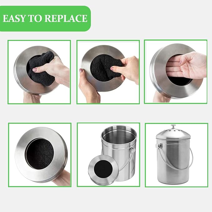 7 Pack Compost Bin Charcoal Filters Round Indoor Kitchen Compost Bucket - Image 4
