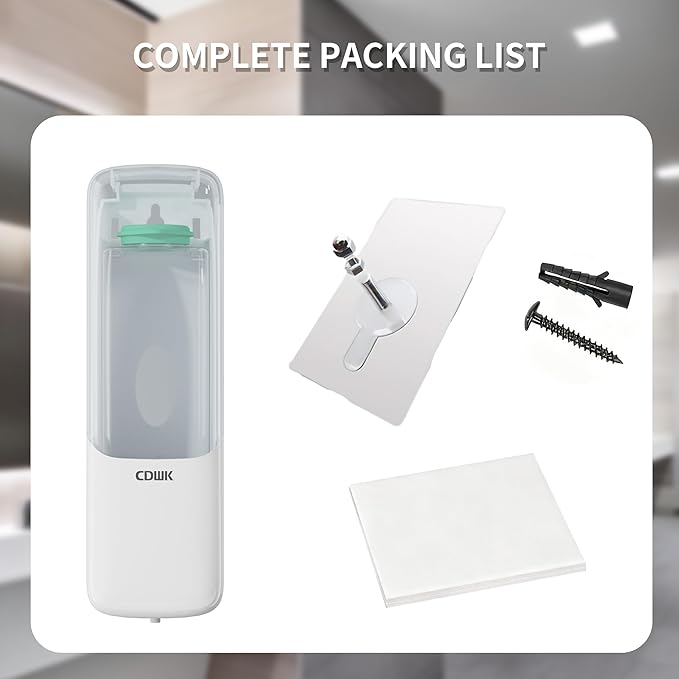 Hand Soap Dispenser Wall Mount, 10fl.oz/300ml Liquid Soap Dispenser Bathroom, Hand Sanitizer Dispenser for Kitchen White, CD-1158