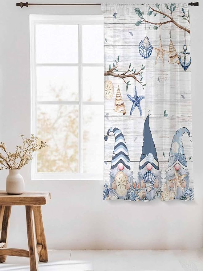 Sheer Curtains 72 Inches Long, Coastal Eucalyptus Semi Sheer Curtains Light - Image 3