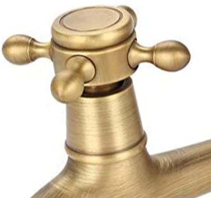European Style Vintage Wall Mounted Faucet, Solid Brass, G1/2", Single Cold Water Tap for Kitchen Sink, Mop Pool, Antique Brass Finish