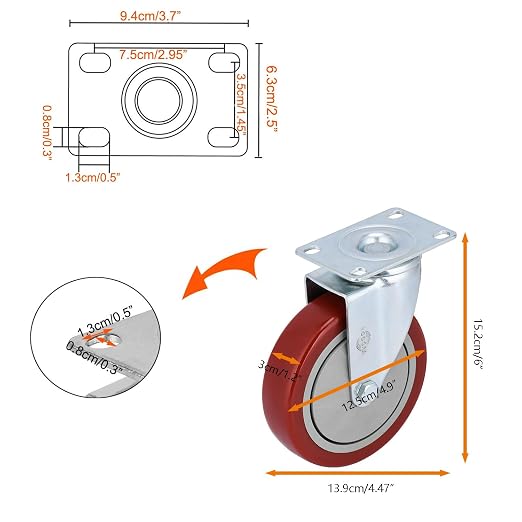 YOOGAA 5" Heavy Duty Caster Swivel Caster Wheels No Noise 360 Degree Rotation - Image 4