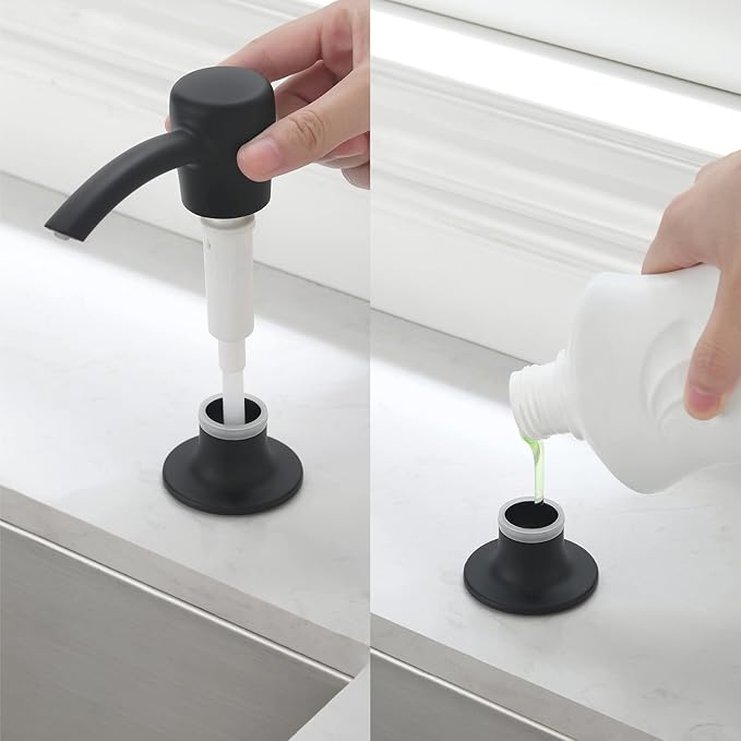 RULIA Kitchen Sink Soap Dispenser, Build in Sink Soap Dispenser, Deck Mounted Soap Dispenser, Matte Black RB2006