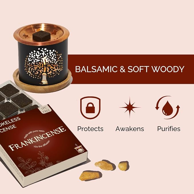 Frankincense Incense Bricks & Tree of Life Exotic Burner by Aromafume | 2 Trays - Image 2