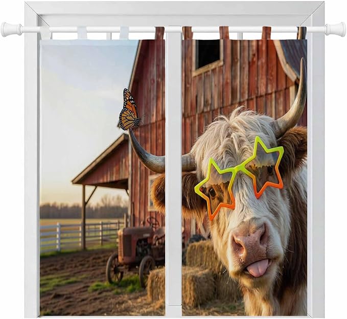 Farm Yaks Living Room Curtains 84 Inch Length, Window Curtains Tab Top by Unknown