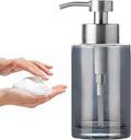 Enra Foaming Soap Dispenser, 12oz Thick Glass Body with Stainless Steel Pump, Bathroom & Kitchen (Silver Foam Dispenser)