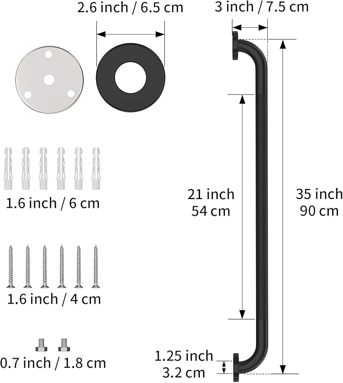 36 Inch Shower Grab Bar Oil Rubbed Black, Munzong Anti Slip Bathroom Grab Bar, Knurled Bathroom Balance Bar,Safety Hand Rail Support Handicap Elderly Injury Senior Assist Bath Handle
