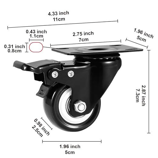 2" Swivel Casters Set of 8, Heavy Duty Locking Casters - Image 2