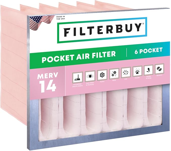 Filterbuy 20x24x12 6-Pocket Air Filter MERV 14 HVAC Replacement by Filterbuy