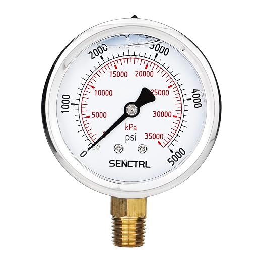 SENCTRL 5000 Psi Glycerin Liquid Filled Hydraulic High Pressure Gauge, 2.5" by senctrl