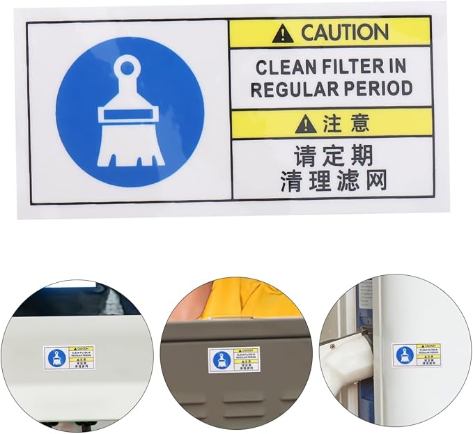 Filter Cleaning Reminder Label Weather Resistant Industrial Equipment - Image 7