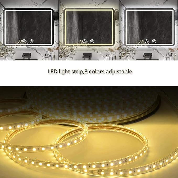 Rectangle Bathroom Mirror with Lights Touch Control Switch Demister Pad - Image 5