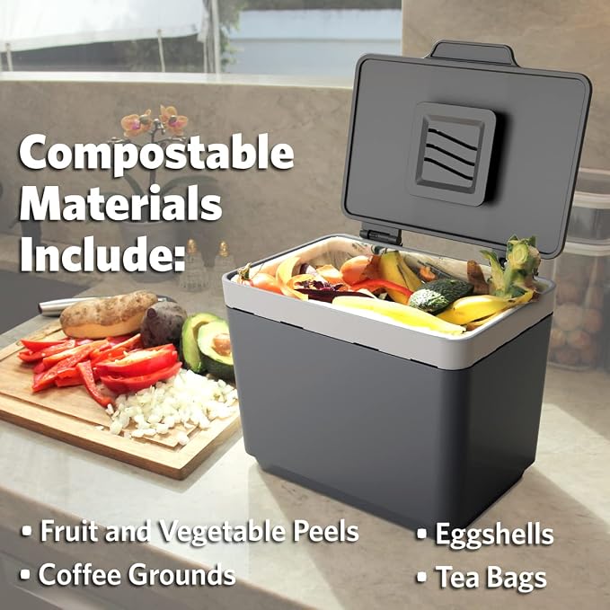 Glad Compost Bin for Kitchen, 1.5 Gallon | Plastic Container - Image 8