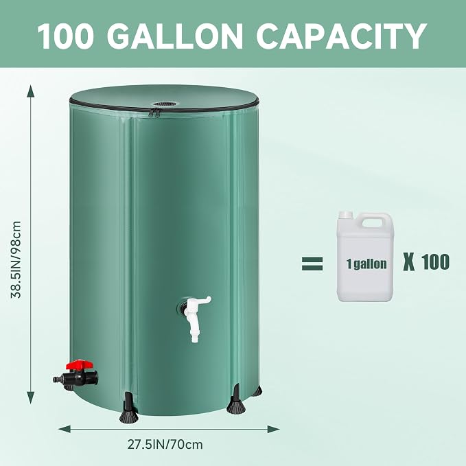 Collapsible Rain Barrel Water Storage Containers-100 Gallon Portable Rainwater - Image 4