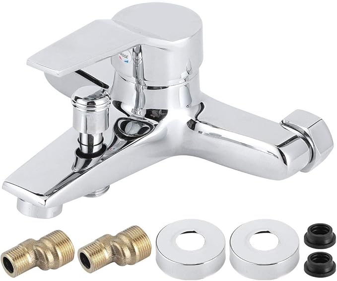 GLOGLOW G1/2in Thread Copper Shower Faucet, Wall Mounted Triple Mixer Tap with Single Lever Design, Electroplated Mirror Surface for Bathroom Bathtub