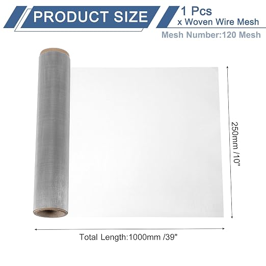 uxcell 120 Mesh 39" x 10" Woven Wire Mesh, 316 Stainless Steel Air Vent Filter - Image 2