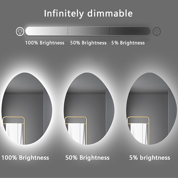 Illuminated LED Bathroom Mirror 500x800mm Wall Mounted Smart Vanity Mirror - Image 5