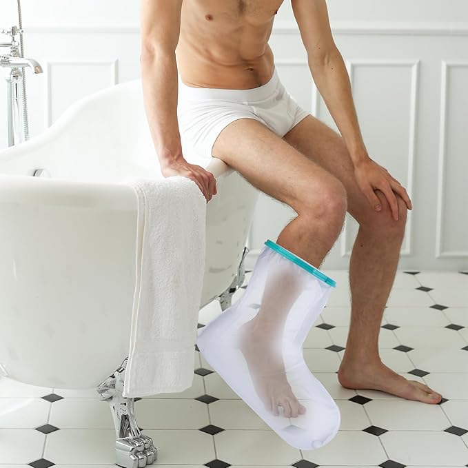 Cast Covers for Shower Foot Soft Green Adult, Waterproof Cast Cover/Bag, Cast Protector for Shower Arm Post Surgery, Shower Sleeve for Arm Cast Showering/Swimming