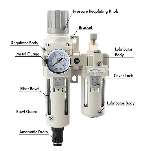 3/8" NPT Air Compressor Water Separator Regulator Filter Combo Compressed Air - Image 3